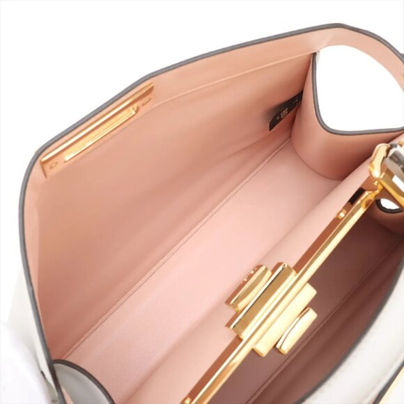 Fendi Peek-a-boo ICU Co., Ltd. Medium Leather 2 Way Handbag Gray 8BN321 - Picture 11 of 13